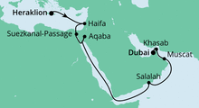 Route: Von Kreta nach Dubai 1 mit AIDAcara