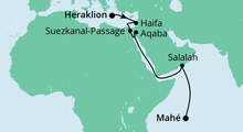 Route: Von Kreta nach Mauritius mit AIDAblu