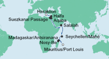Route: Von Kreta nach Mauritius 2 mit AIDAblu