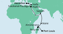 Route: Von Kreta nach Mauritius 2 mit AIDAblu
