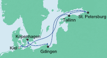 Route: Ostsee ab Kiel 4 mit AIDAbella