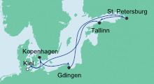 Route: Ostsee ab Kiel 4 mit AIDAbella