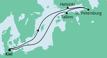 Route: Ostsee ab Kiel mit AIDAcosma