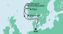 Route: Norwegen ab Kiel mit AIDAcosma