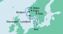 Route: Norwegen ab Kiel 2 mit AIDAcara