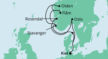 Route: Norwegens Küste mit Fjorden ab Kiel mit AIDAluna