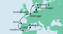 Route: Von Kiel nach Mallorca 3 mit AIDAbella
