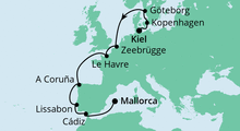 Route: Von Kiel nach Mallorca 1 mit AIDAbella