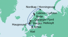 Route: Norwegen mit Lofoten & Nordkap mit AIDAaura