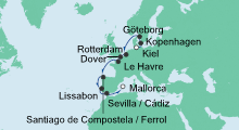 Route: Von Kiel nach Mallorca mit AIDAbella