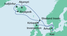 Route: Nordische Inseln mit Island mit AIDAaura