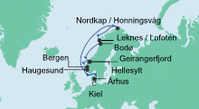 Route: Norwegen mit Lofoten & Nordkap mit AIDAbella
