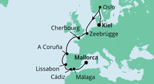 Route: Von Kiel nach Mallorca 2 mit AIDAcosma