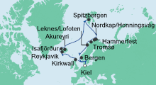 Route: Highlights am Polarkreis mit AIDAluna