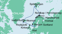 Route: Highlights am Polarkreis mit AIDAluna
