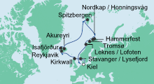 Route: Highlights am Polarkreis mit AIDAluna