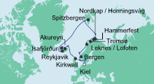 Route: Highlights am Polarkreis mit AIDAluna