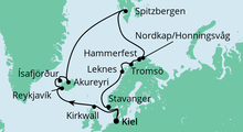 Route: Highlights am Polarkreis mit AIDAluna