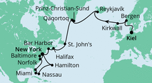 Route: Meergenießer von Kiel nach New York mit AIDAluna
