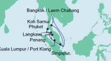 Route: Thailand, Malaysia & Singapur 3 mit AIDAbella