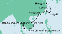 Route: Von Bangkok nach Shanghai mit AIDAbella