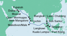 Route: Von Bangkok nach Dubai mit AIDAbella