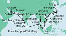 Route: Weltenbummler von Bangkok nach Dubai mit AIDAbella