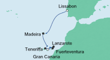 Route: Von Lissabon nach Gran Canaria mit AIDAnova