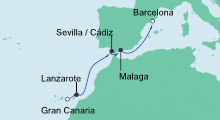 Route: Von Gran Canaria nach Barcelona mit AIDAnova