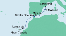 Route: Von Gran Canaria nach Mallorca 4 mit AIDAnova