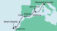 Route: Gran Canaria nach La Spezia mit AIDAnova
