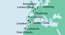 Route: Von Gran Canaria nach Hamburg mit AIDAdiva