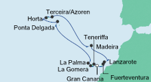 Route: Azoren & Kanaren mit AIDAcara