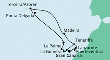 Route: Azoren & Kanaren mit AIDAcara
