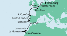 Route: Von Gran Canaria nach Hamburg 2 mit AIDAcara