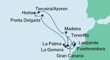 Route: Feiertagsreise Azoren & Kanaren mit AIDAvita