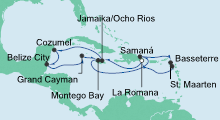 Route: Karibik & Mexiko 1 mit AIDAluna