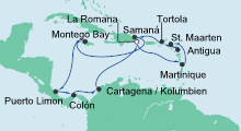 Route: Karibik & Mittelamerika 1 mit AIDAdiva