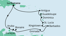 Route: Karibische Inseln ab Dom. Republik mit AIDAperla