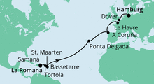 Route: Von der Dom. Republik nach Hamburg 4 mit AIDAluna