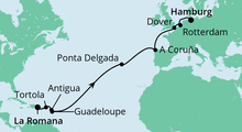 Route: Von der Dominikanischen Republik nach Hamburg 2 mit AIDAdiva