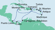 Route: Karibik & Mittelamerika 2 mit AIDAdiva