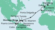Route: Von Jamaika nach Hamburg 4 mit AIDAluna