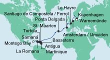 Route: Von Jamaika nach Warnemünde mit AIDAmar