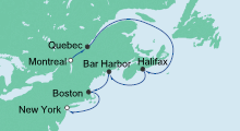 Route: Von Montreal nach New York mit AIDAdiva