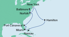 Route: New York, Florida & Karibik mit AIDAluna