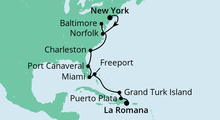 Route: Von New York in die Dom. Republik mit AIDAluna