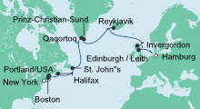 Route: Von New York nach Hamburg mit AIDAvita
