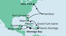 Route: Von New York nach Jamaika 1 mit AIDAdiva