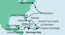 Route: Von New York nach Jamaika 1 mit AIDAdiva